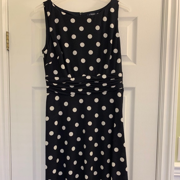 CHAPS navy polka dot dress - Picture 1 of 3
